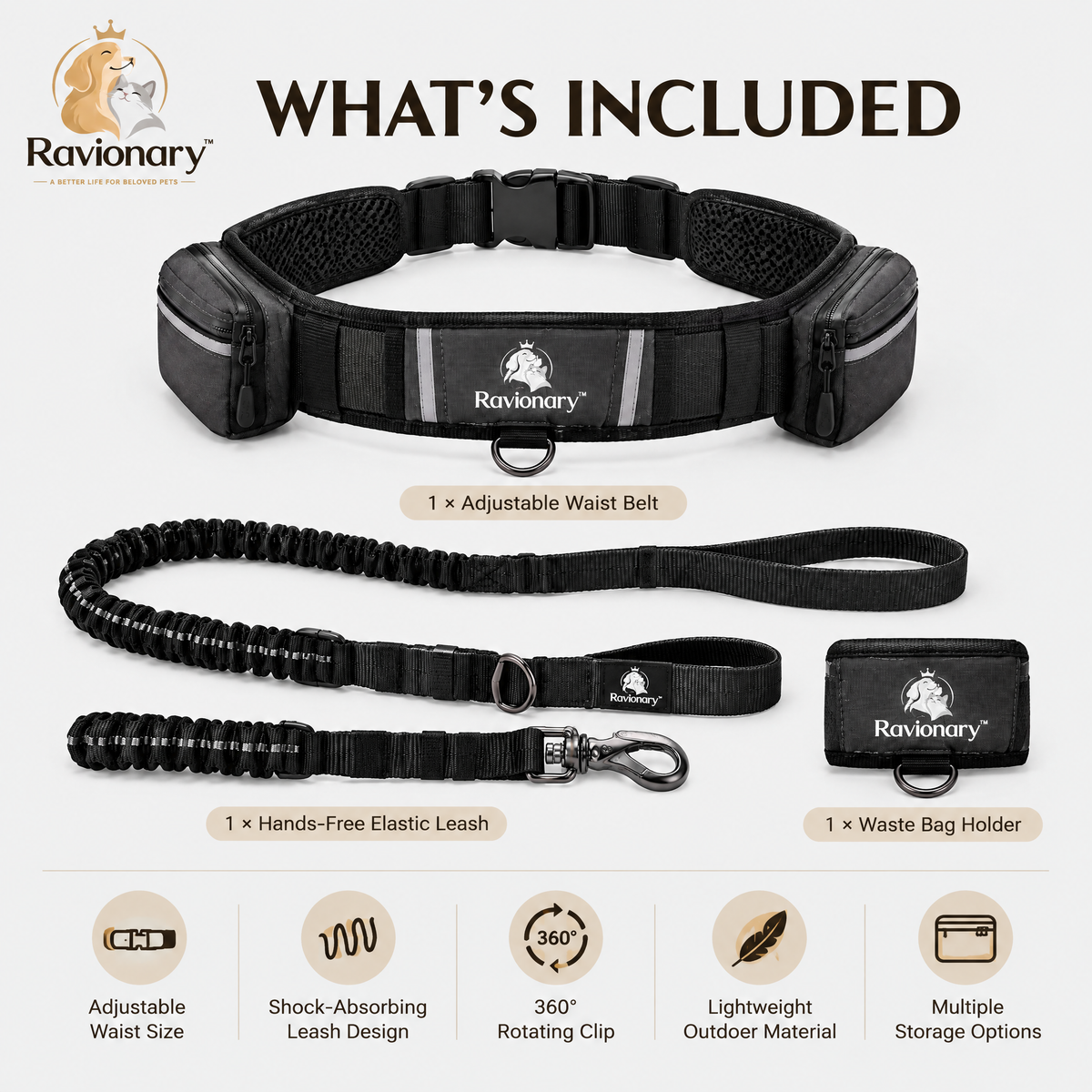ravionary™ Hands-Free Dog Walking Belt