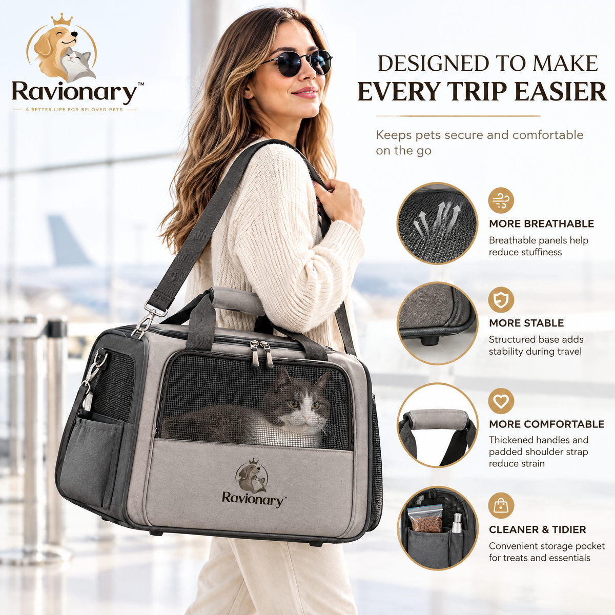 ravionary™ Premium Pet Travel Carrier Bag