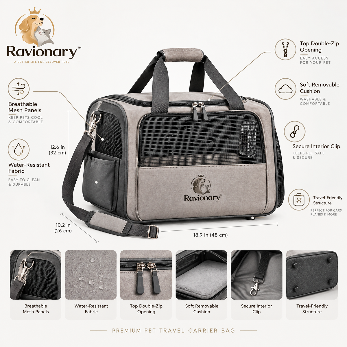 ravionary™ Premium Pet Travel Carrier Bag