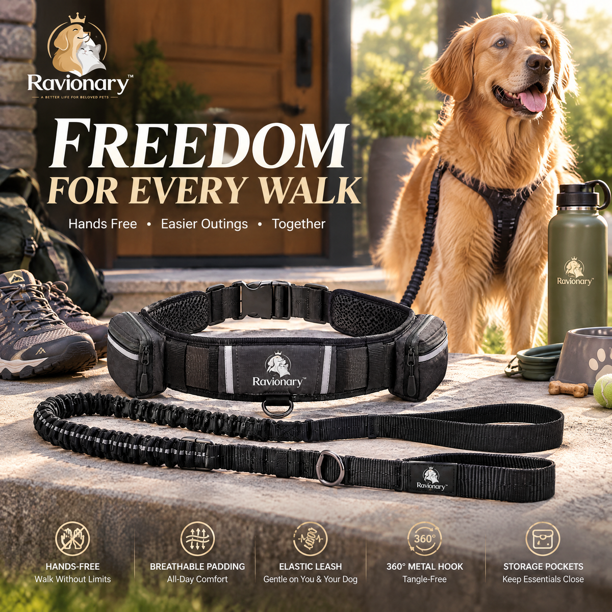 ravionary™ Hands-Free Dog Walking Belt