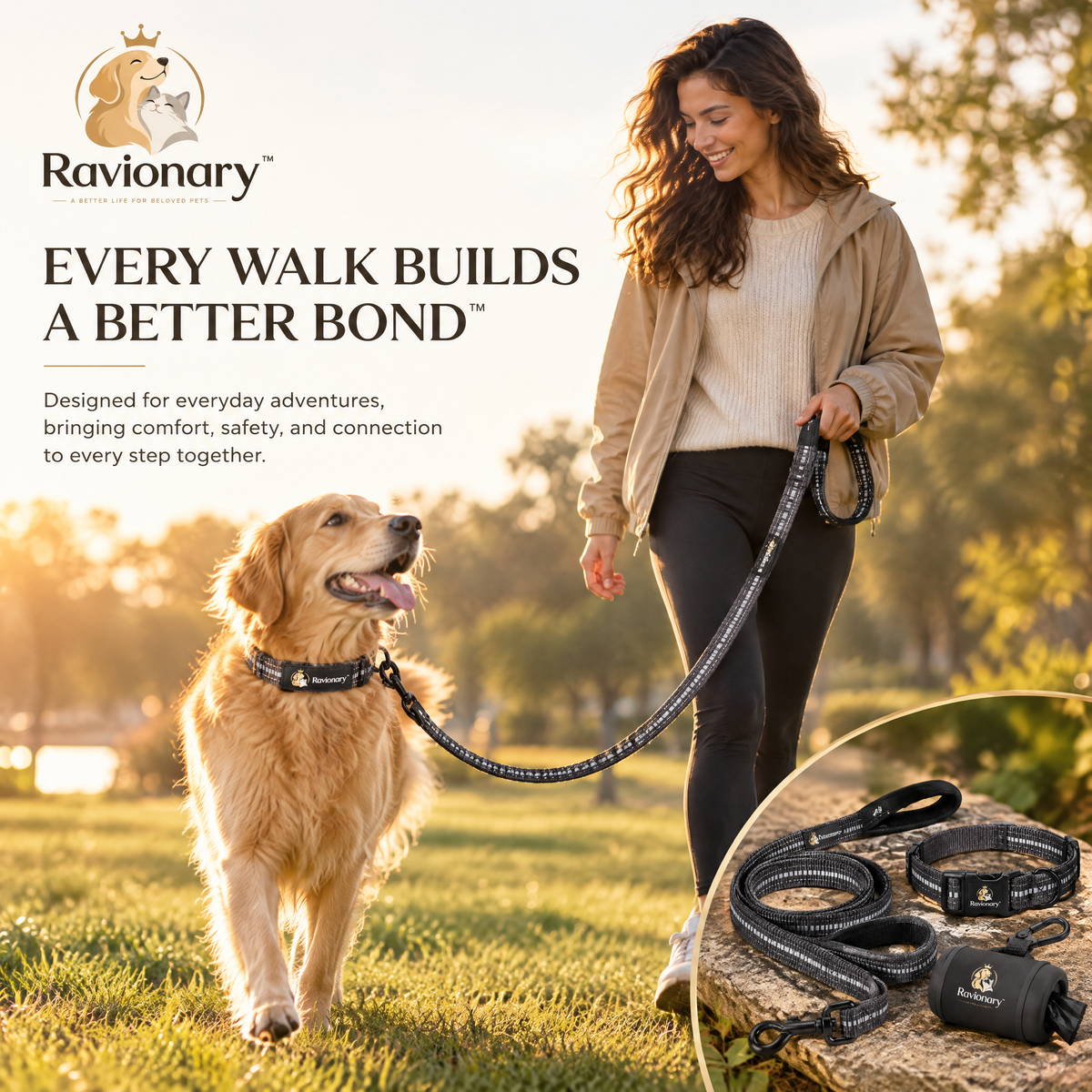 ravionary™ Reflective Everyday Walk Leash Set