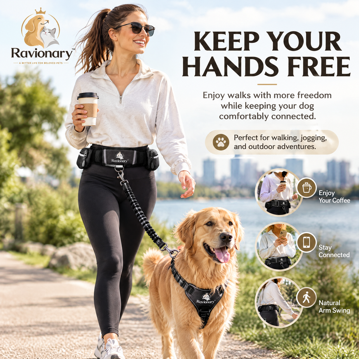 ravionary™ Hands-Free Dog Walking Belt